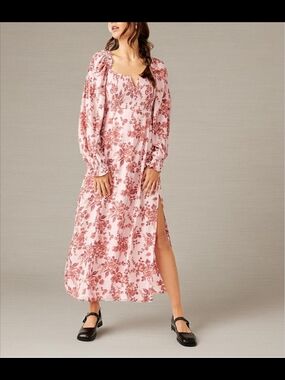 Free People Jaymes Floral Print Long Sleeve Smocked Peasant Midi Dress